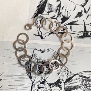 Vintage Sterling Silver Disco Bracelet, 7” length